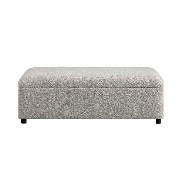 Magda Fold-Out Full Bed in an Ottoman, Mist Gray Boucle