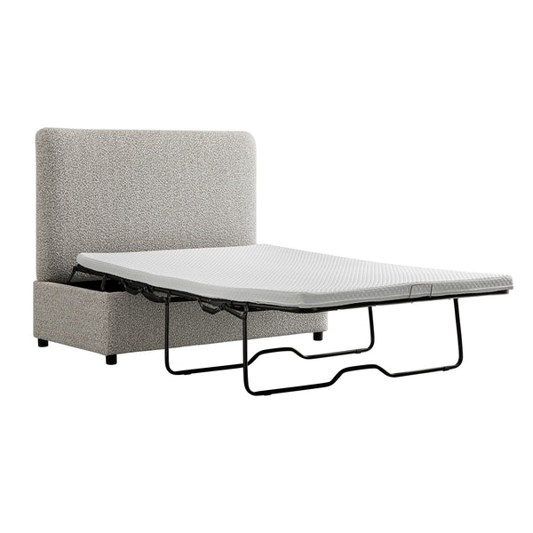 Magda Fold-Out Full Bed in an Ottoman, Mist Gray Boucle