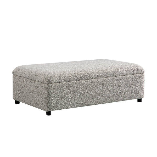 Magda Fold-Out Full Bed in an Ottoman, Mist Gray Boucle