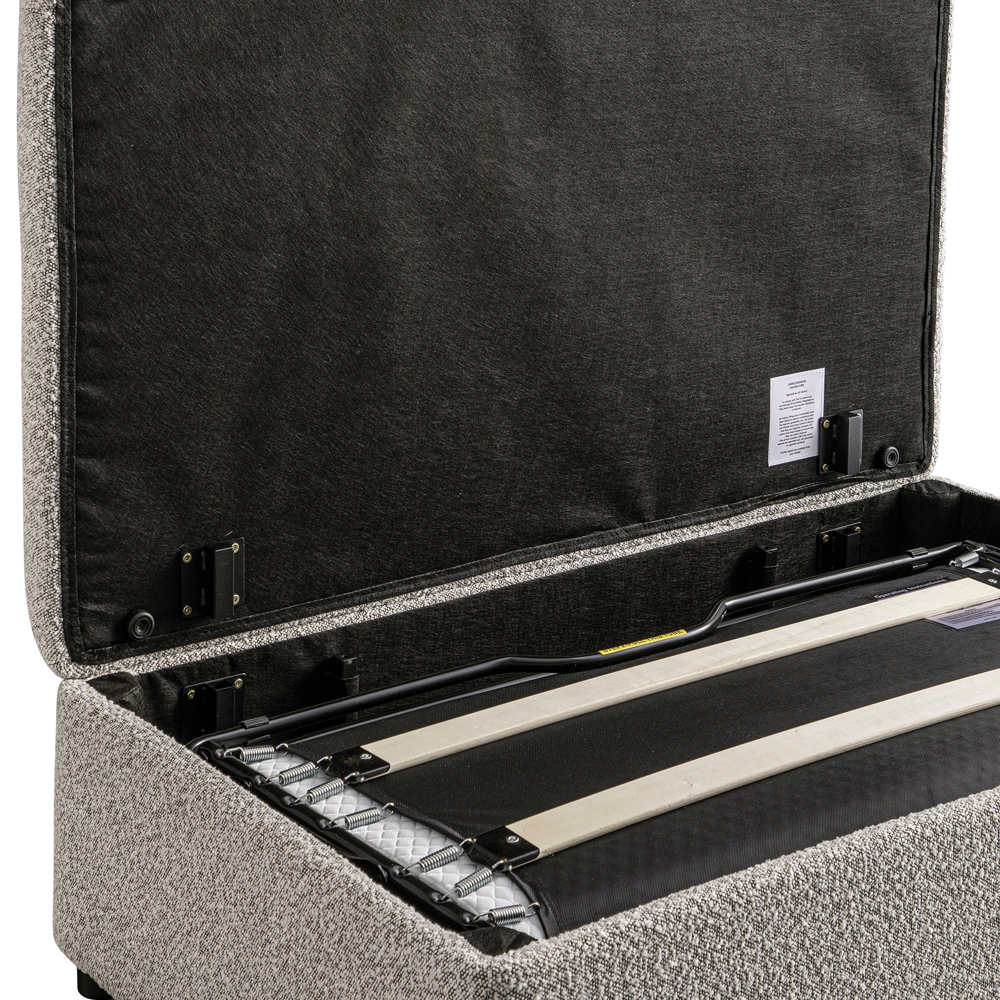 Magda Fold-Out Full Bed in an Ottoman, Mist Gray Boucle