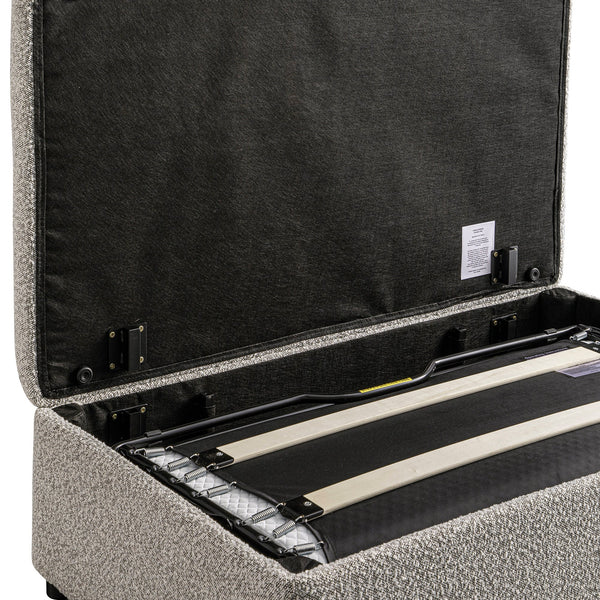 Magda Fold-Out Full Bed in an Ottoman, Mist Gray Boucle