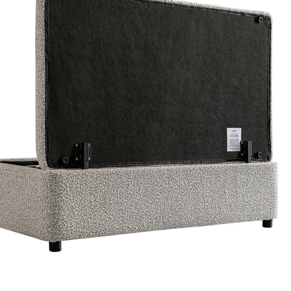 Magda Fold-Out Full Bed in an Ottoman, Mist Gray Boucle