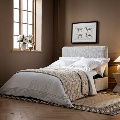 Magda Fold-Out Full Bed in an Ottoman, Mist Gray Boucle