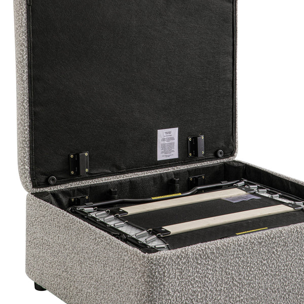 Magda Fold-Out Twin Bed in an Ottoman, Mist Gray Boucle