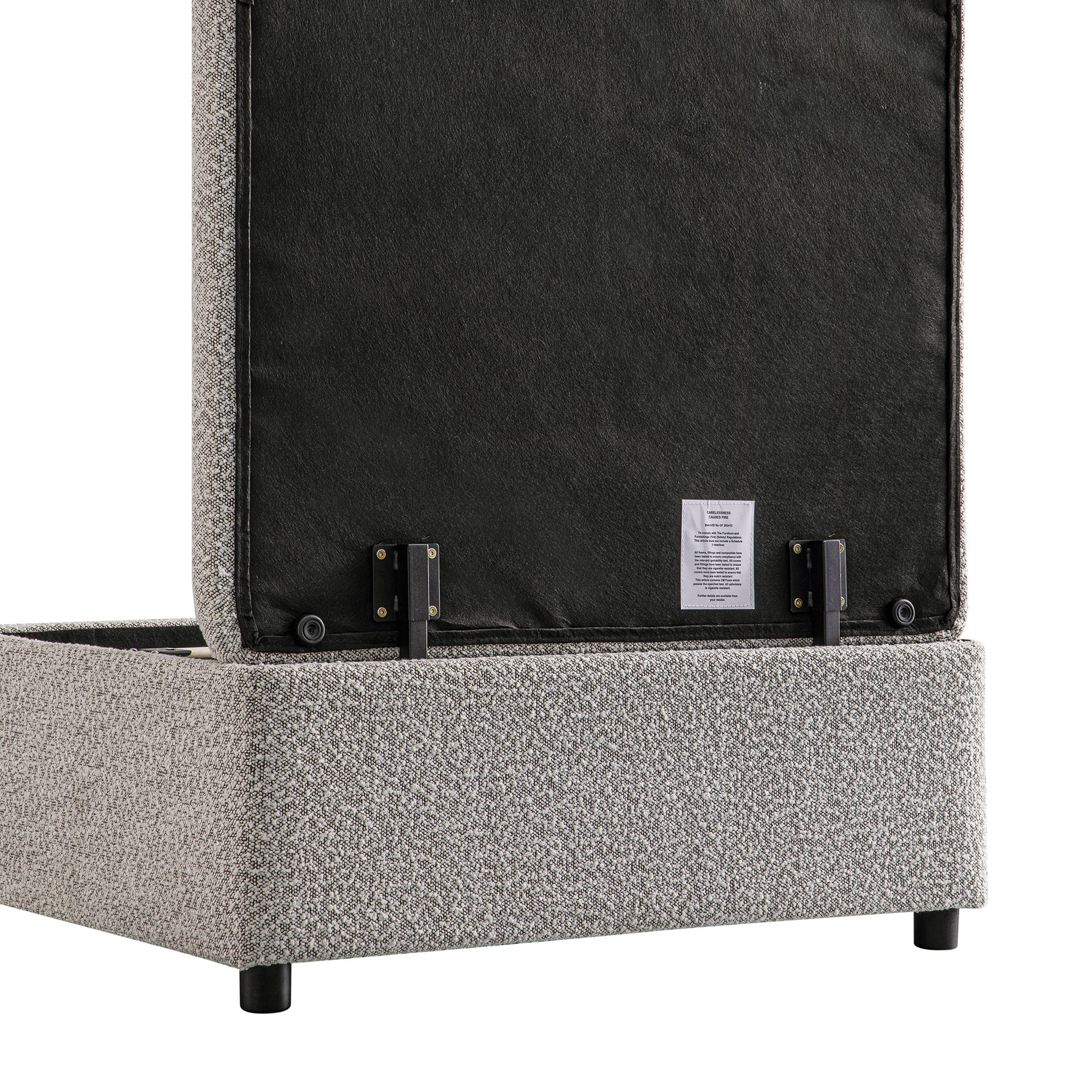 Magda Fold-Out Twin Bed in an Ottoman, Mist Gray Boucle