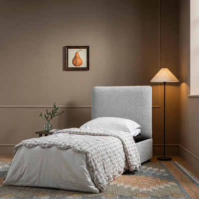 Magda Fold-Out Twin Bed in an Ottoman, Mist Gray Boucle