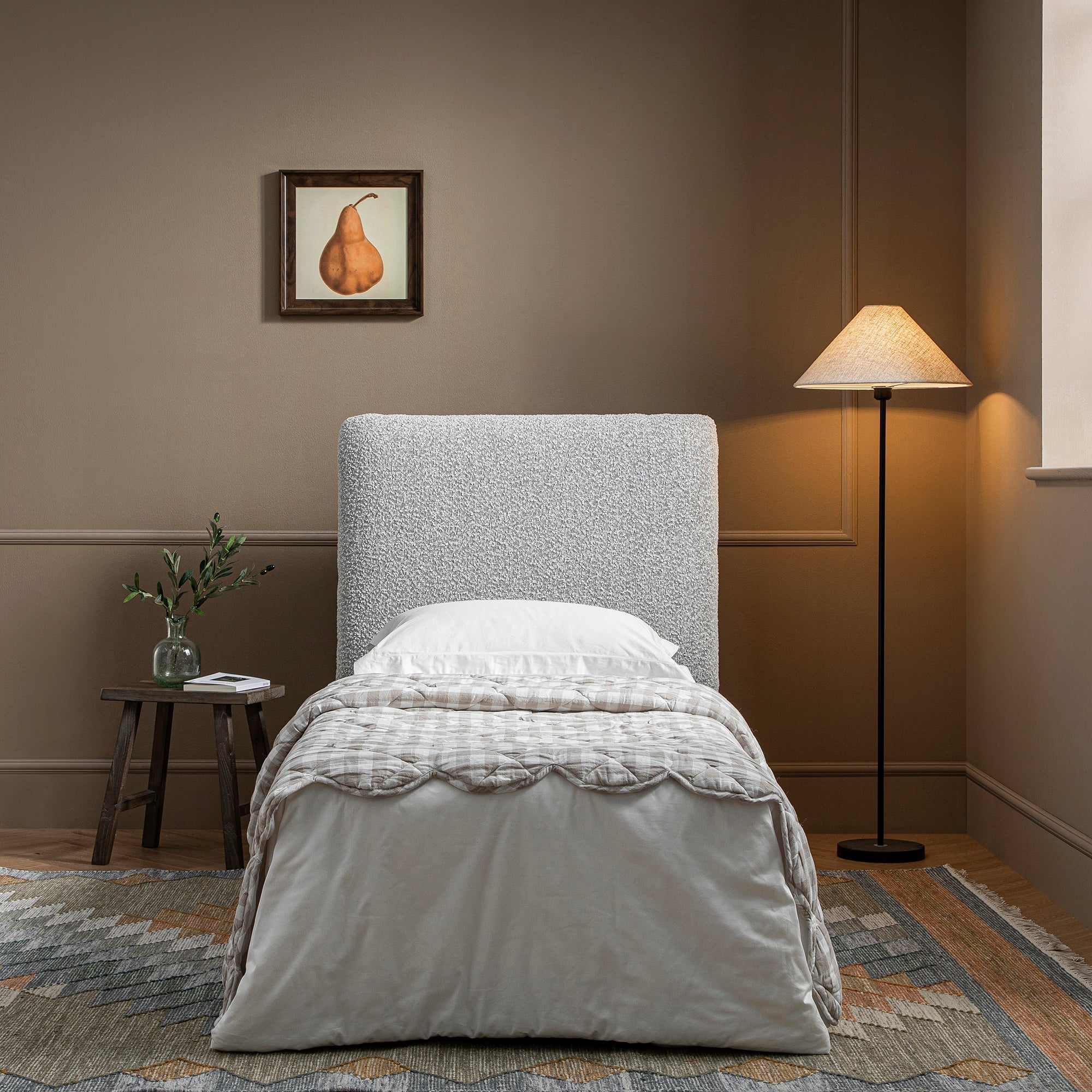 Magda Fold-Out Twin Bed in an Ottoman, Mist Gray Boucle