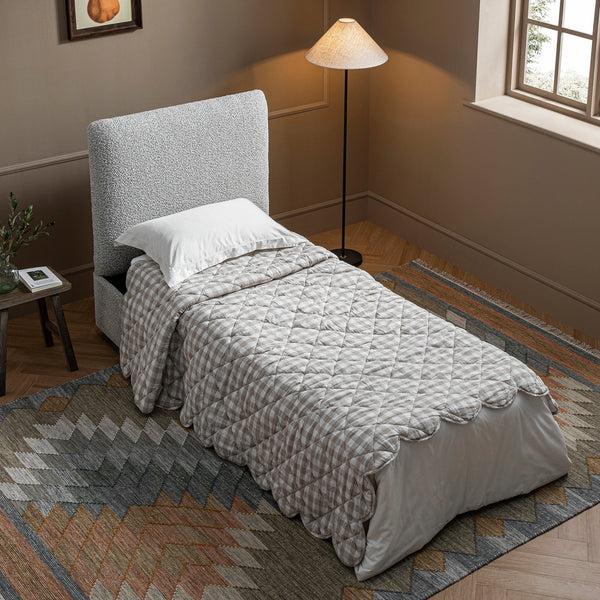 Magda Fold-Out Twin Bed in an Ottoman, Mist Gray Boucle