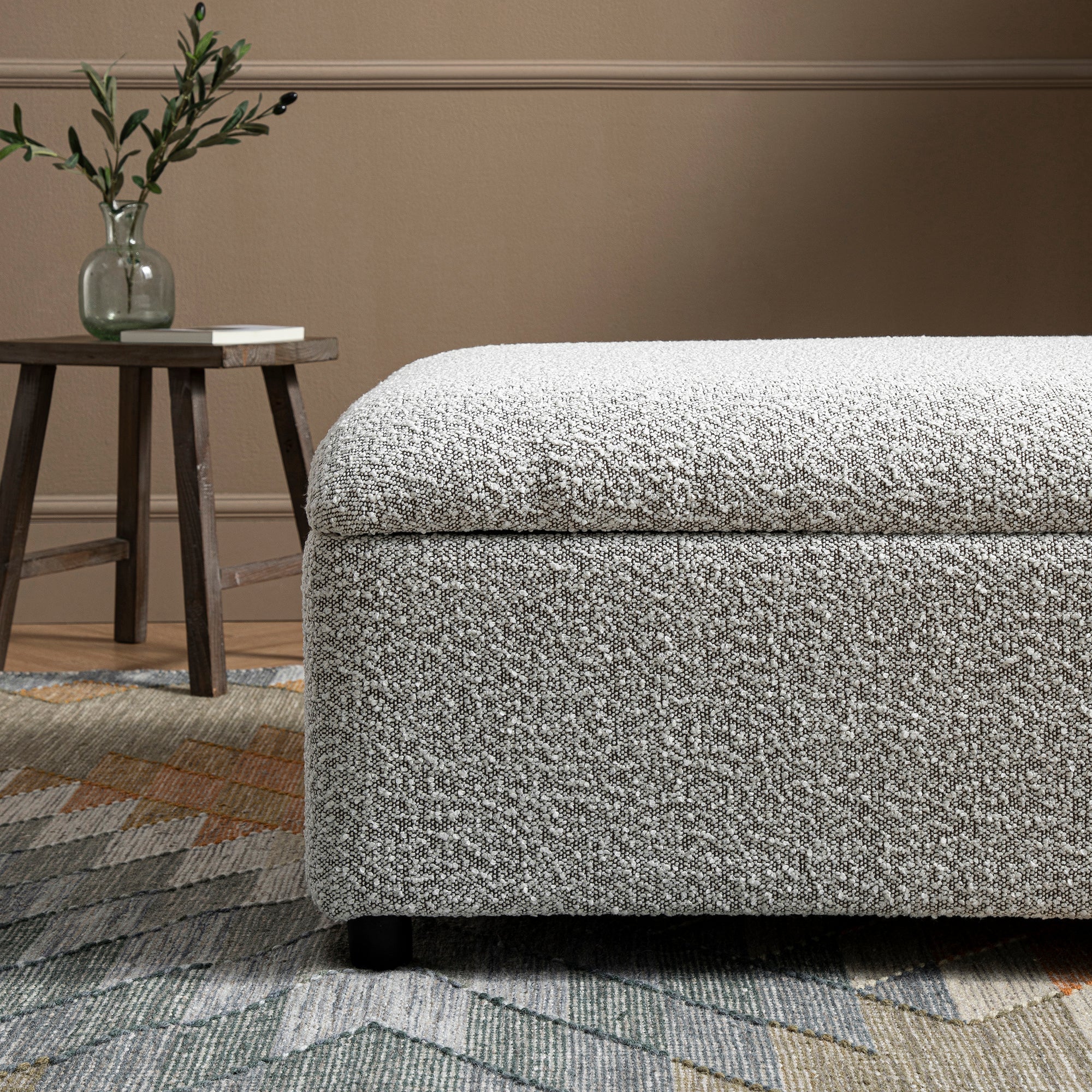 Magda Fold-Out Twin Bed in an Ottoman, Mist Gray Boucle