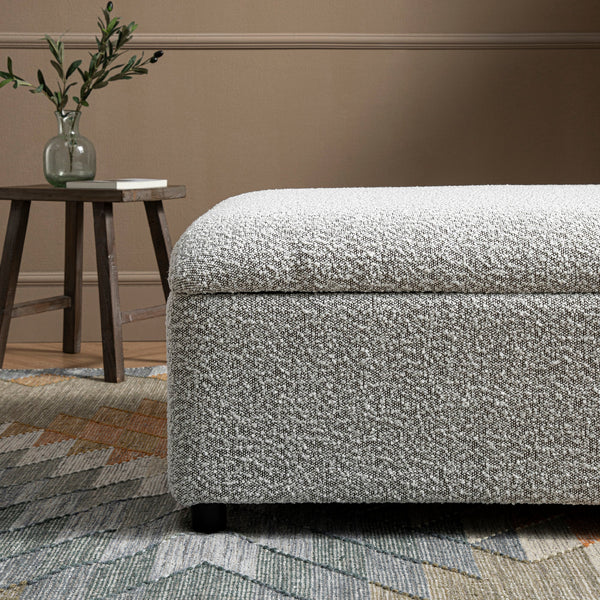 Magda Fold-Out Twin Bed in an Ottoman, Mist Gray Boucle