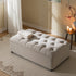 Portland Full Size Buttoned Fold-Out Bed in Ottoman, Beige Woven Fabric