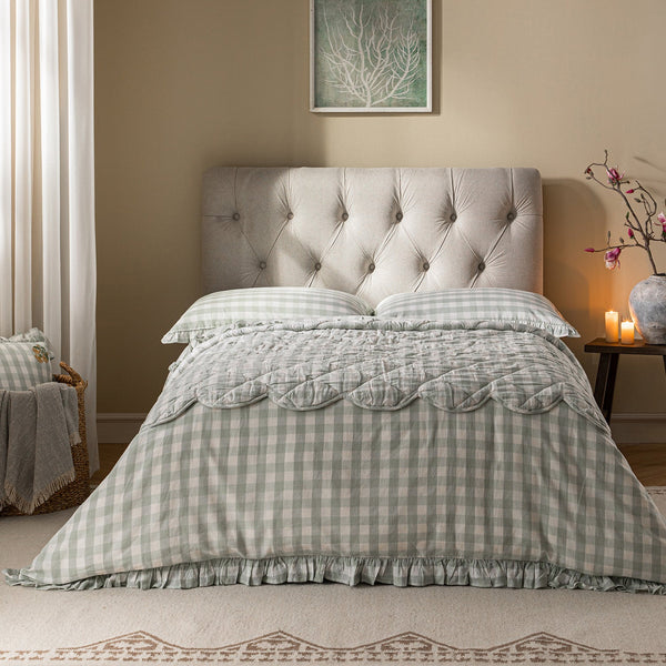 Portland Full Size Buttoned Fold-Out Bed in Ottoman, Beige Woven Fabric