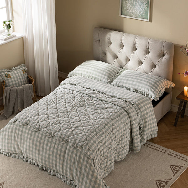 Portland Full Size Buttoned Fold-Out Bed in Ottoman, Beige Woven Fabric