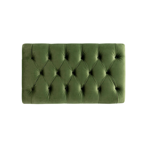 Portland Full size Buttoned Fold-Out Bed in Ottoman, Moss Green Velvet