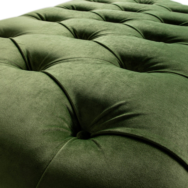 Portland Full size Buttoned Fold-Out Bed in Ottoman, Moss Green Velvet