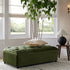 Portland Full size Buttoned Fold-Out Bed in Ottoman, Moss Green Velvet