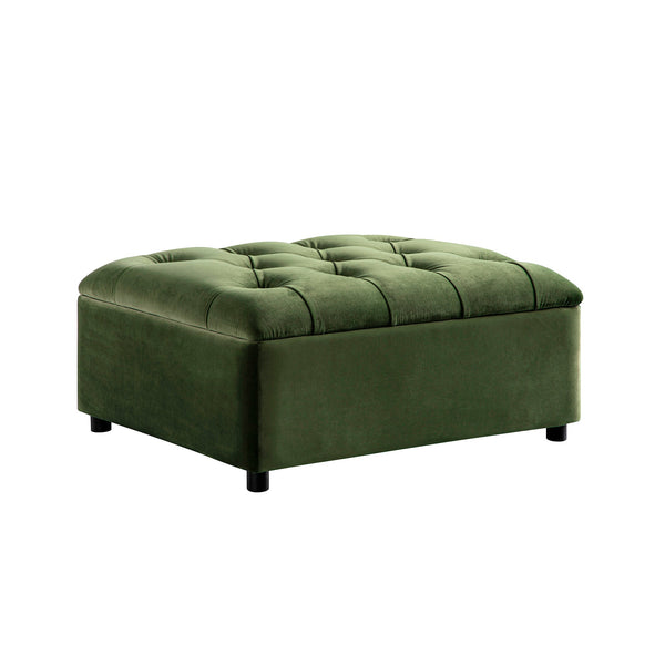 Portland Twin Buttoned Fold-Out Bed in Ottoman, Moss Green Velvet