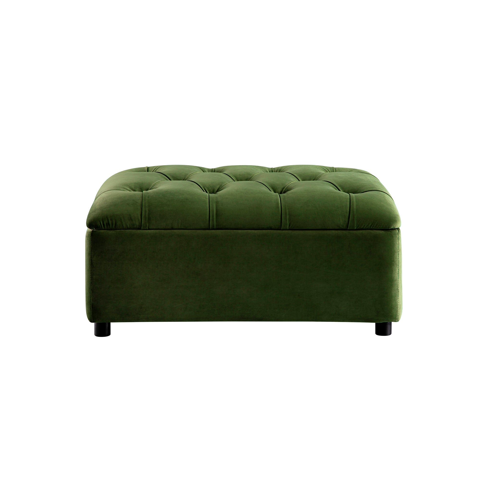 Portland Twin Buttoned Fold-Out Bed in Ottoman, Moss Green Velvet