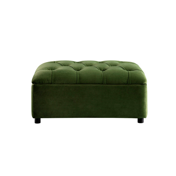 Portland Twin Buttoned Fold-Out Bed in Ottoman, Moss Green Velvet