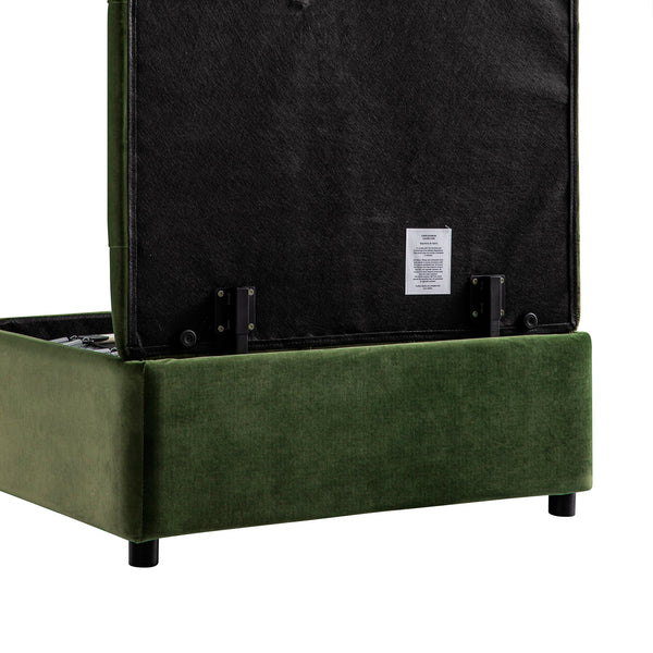 Portland Twin Buttoned Fold-Out Bed in Ottoman, Moss Green Velvet