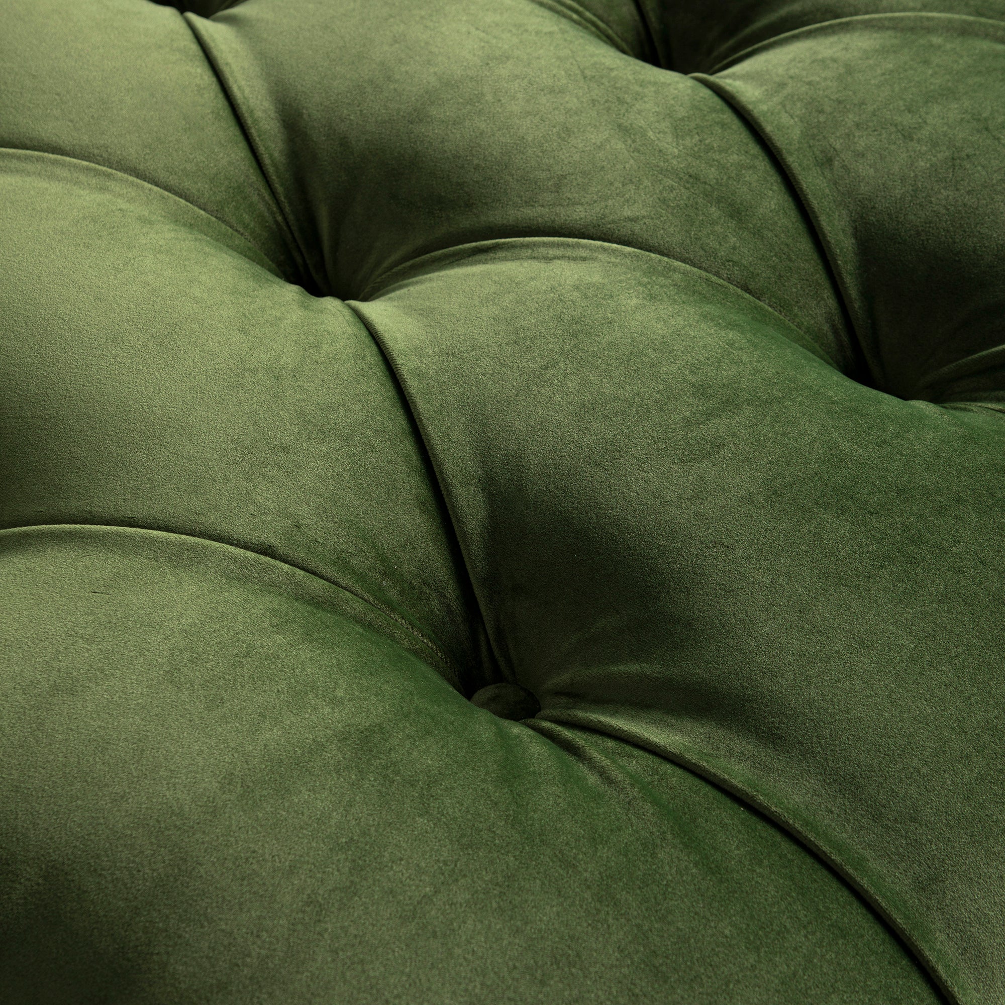 Portland Twin Buttoned Fold-Out Bed in Ottoman, Moss Green Velvet