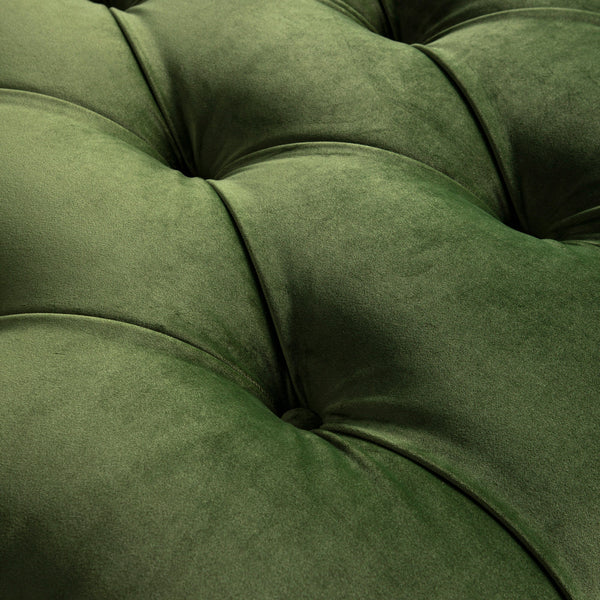 Portland Twin Buttoned Fold-Out Bed in Ottoman, Moss Green Velvet