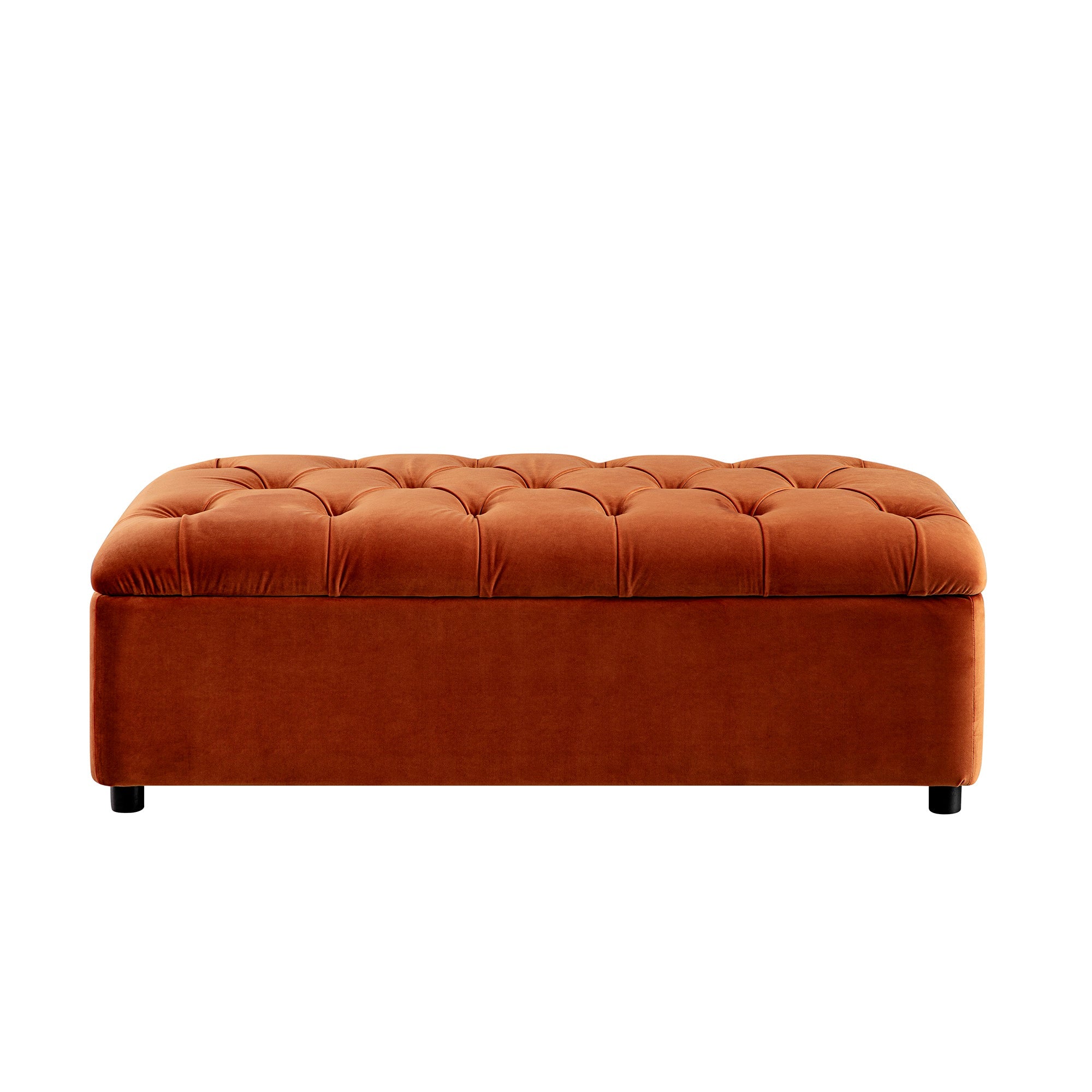 Portland Full size Buttoned Fold-Out Bed in Ottoman, Rust Velvet