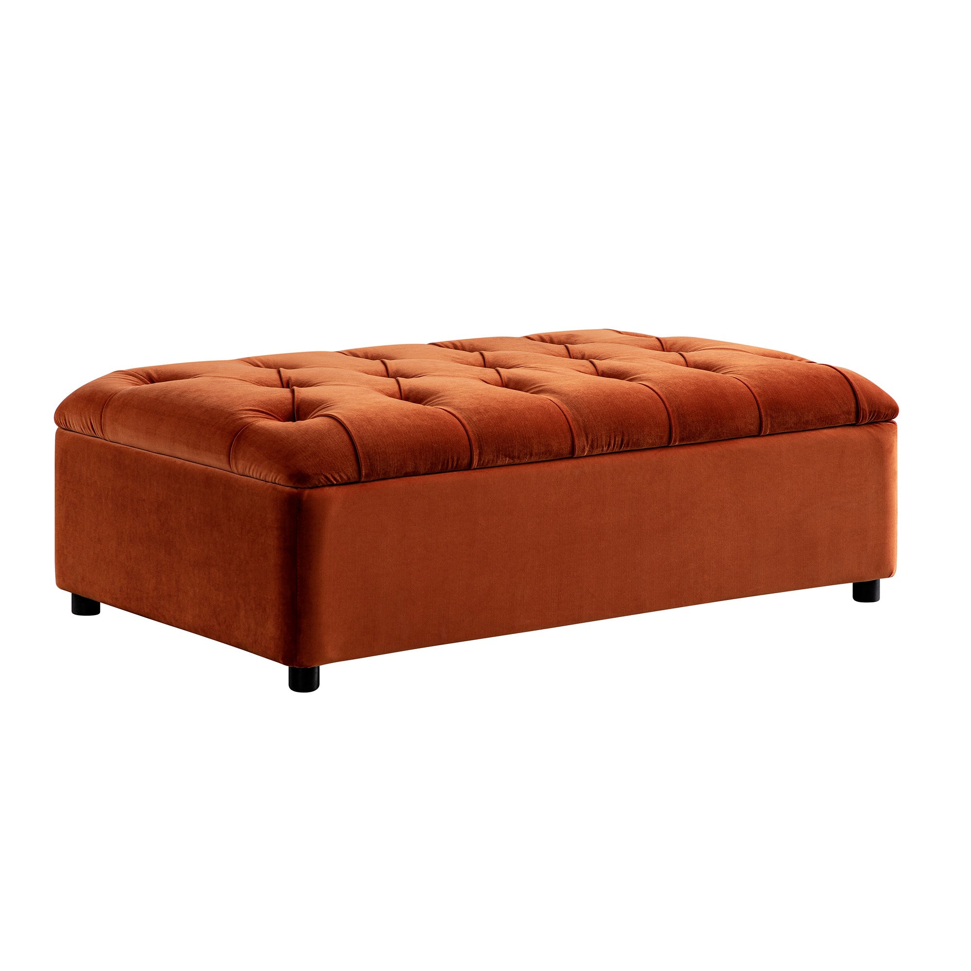 Portland Full size Buttoned Fold-Out Bed in Ottoman, Rust Velvet