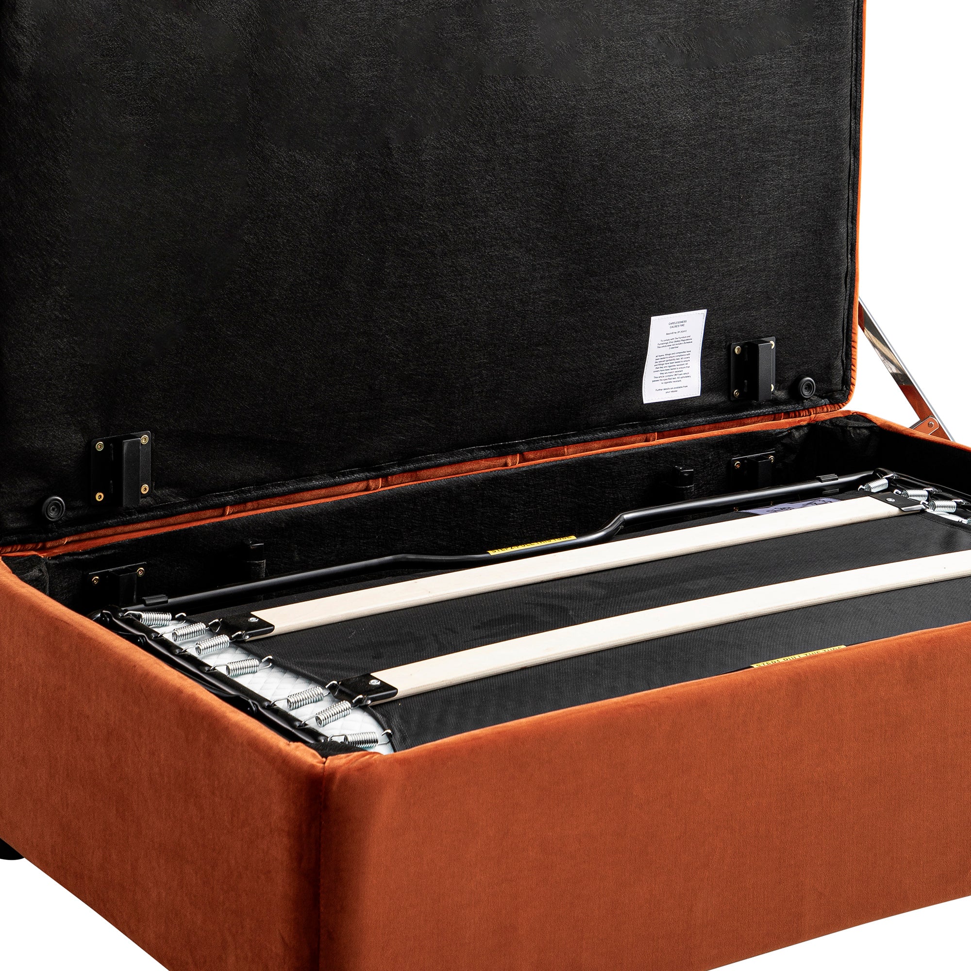 Portland Full size Buttoned Fold-Out Bed in Ottoman, Rust Velvet