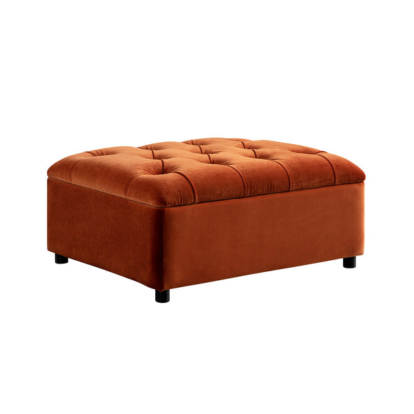 Portland Twin Buttoned Fold-Out Bed in Ottoman, Rust Velvet