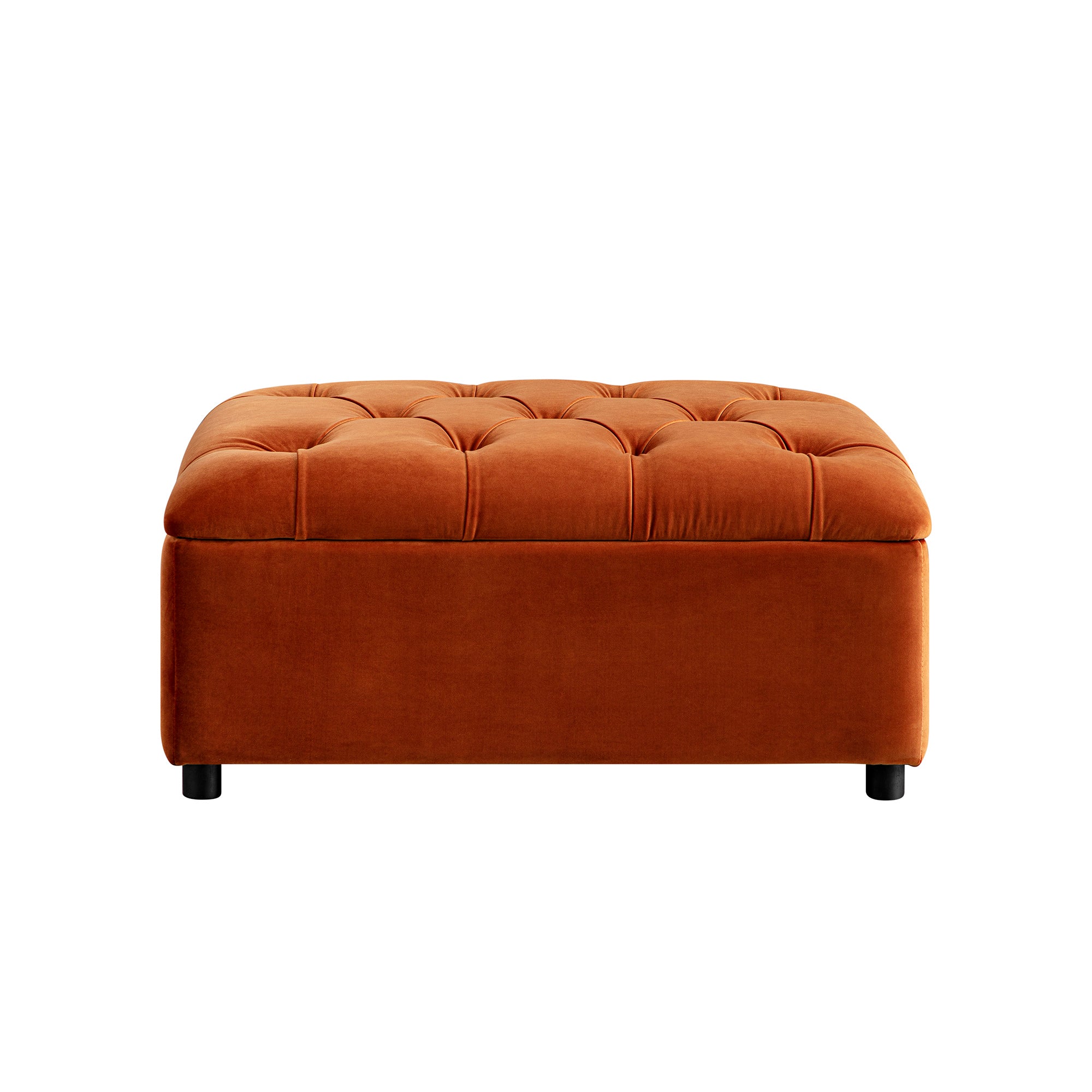 Portland Twin Buttoned Fold-Out Bed in Ottoman, Rust Velvet
