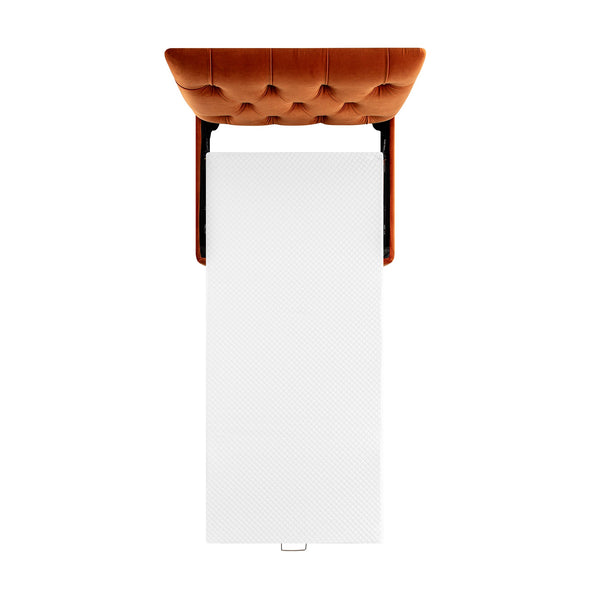 Portland Twin Buttoned Fold-Out Bed in Ottoman, Rust Velvet