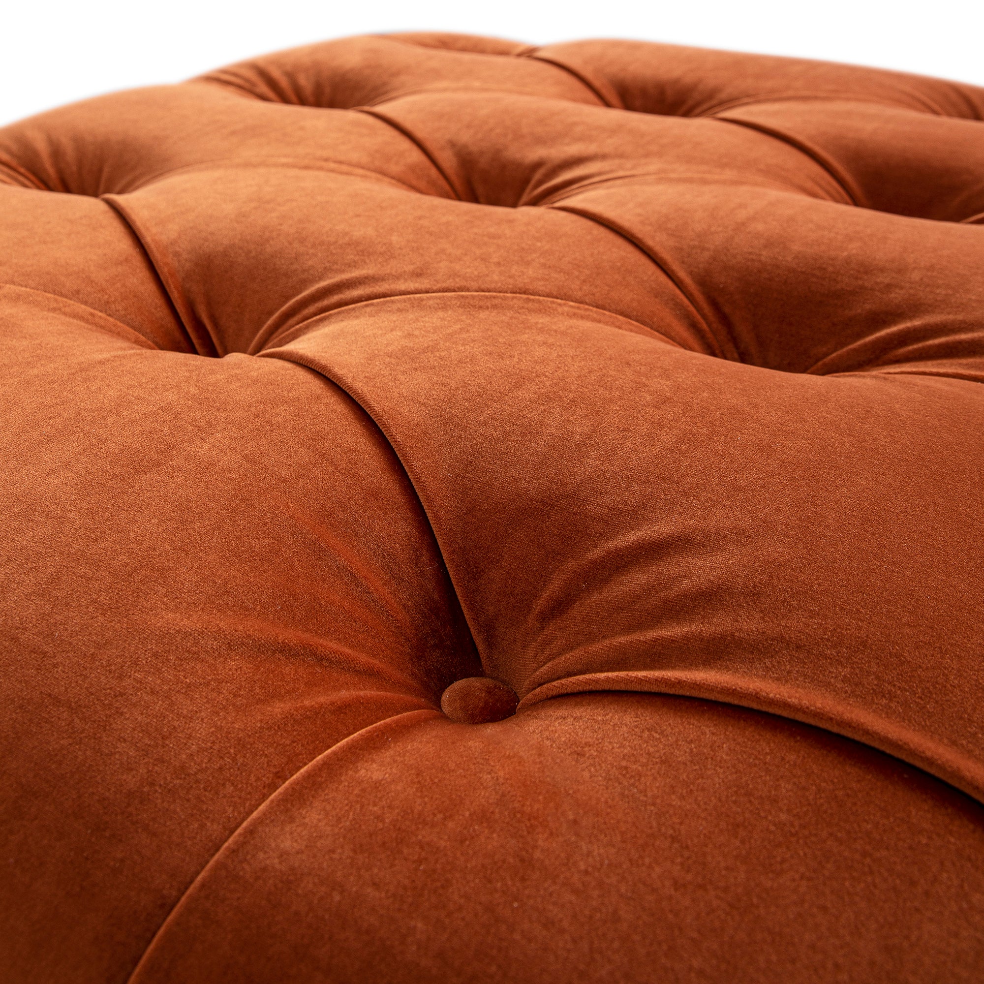 Portland Twin Buttoned Fold-Out Bed in Ottoman, Rust Velvet