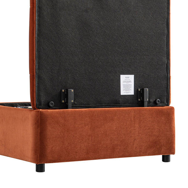 Portland Twin Buttoned Fold-Out Bed in Ottoman, Rust Velvet