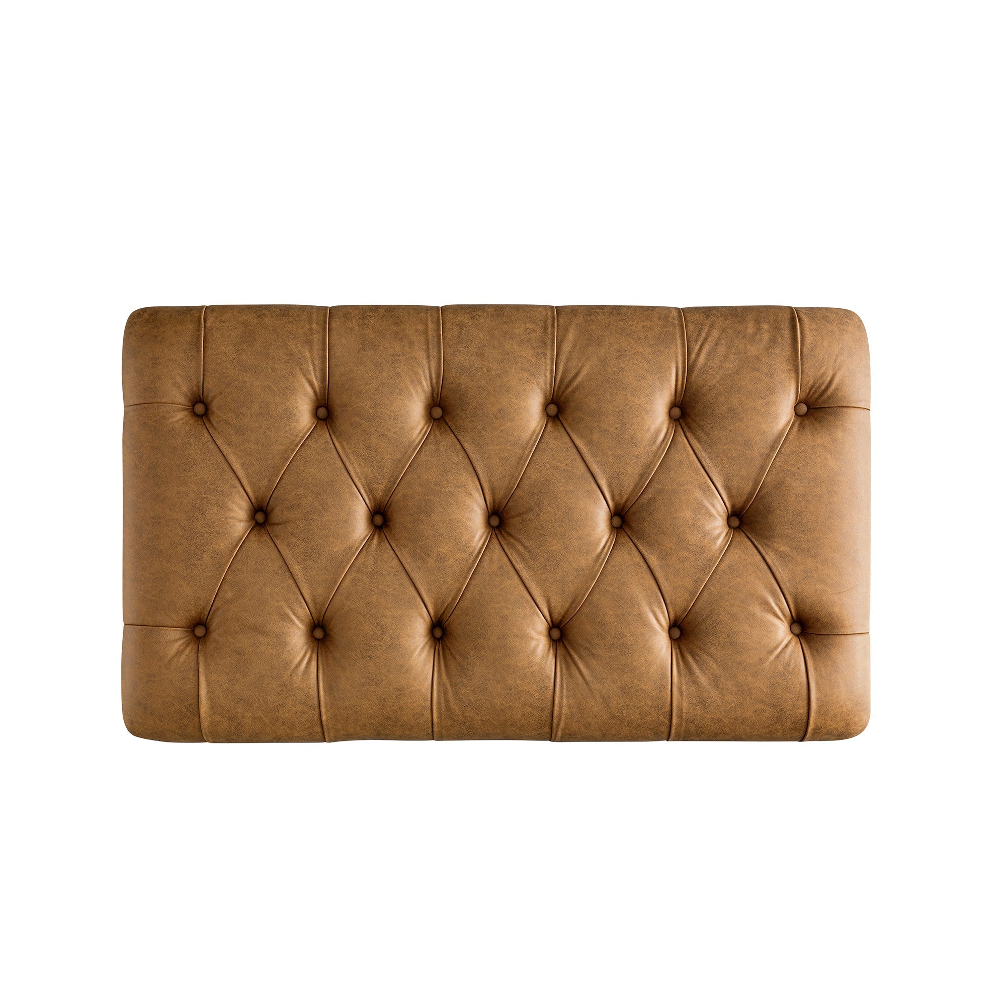 Portland Full size Buttoned Fold-Out Bed in Ottoman, Tan Faux Suede