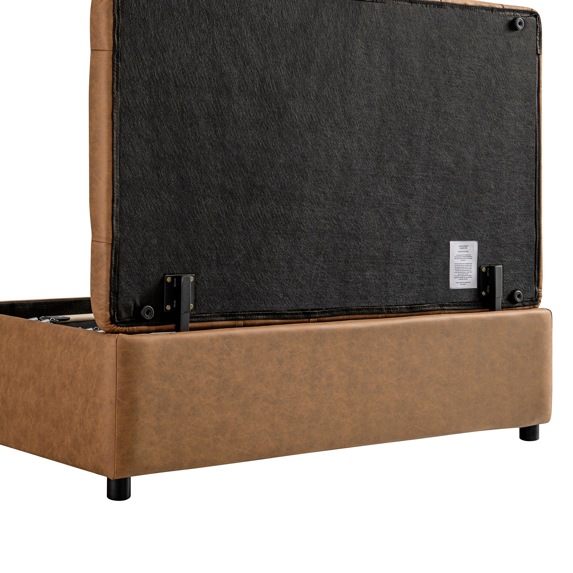 Portland Full size Buttoned Fold-Out Bed in Ottoman, Tan Faux Suede