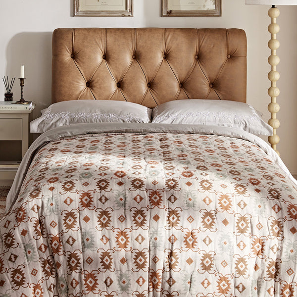 Portland Full size Buttoned Fold-Out Bed in Ottoman, Tan Faux Suede