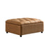 Portland Twin Buttoned Fold-Out Bed in Ottoman, Tan Faux Suede