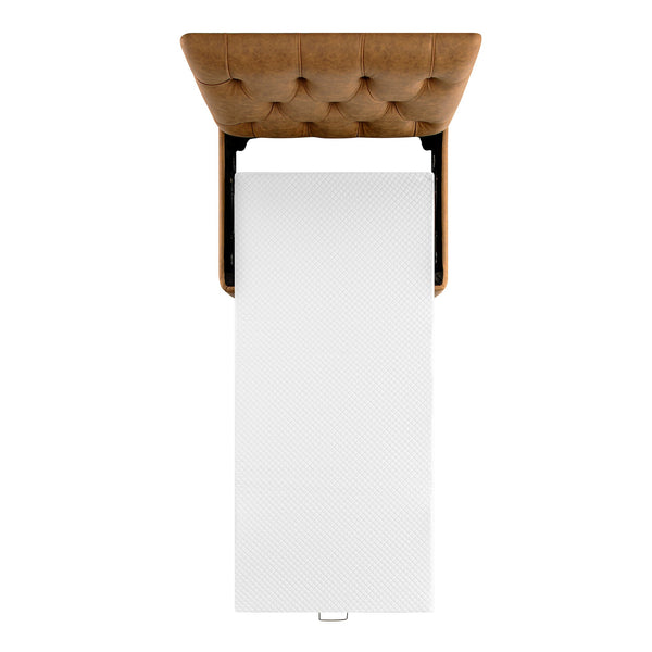 Portland Twin Buttoned Fold-Out Bed in Ottoman, Tan Faux Suede