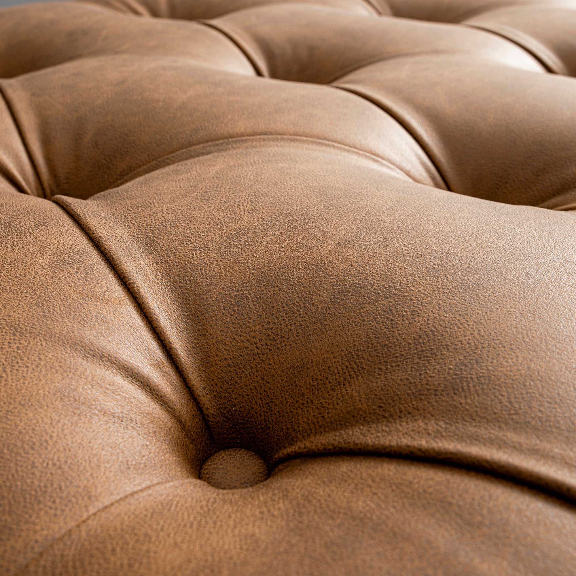 Portland Twin Buttoned Fold-Out Bed in Ottoman, Tan Faux Suede