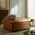 Portland Twin Buttoned Fold-Out Bed in Ottoman, Tan Faux Suede
