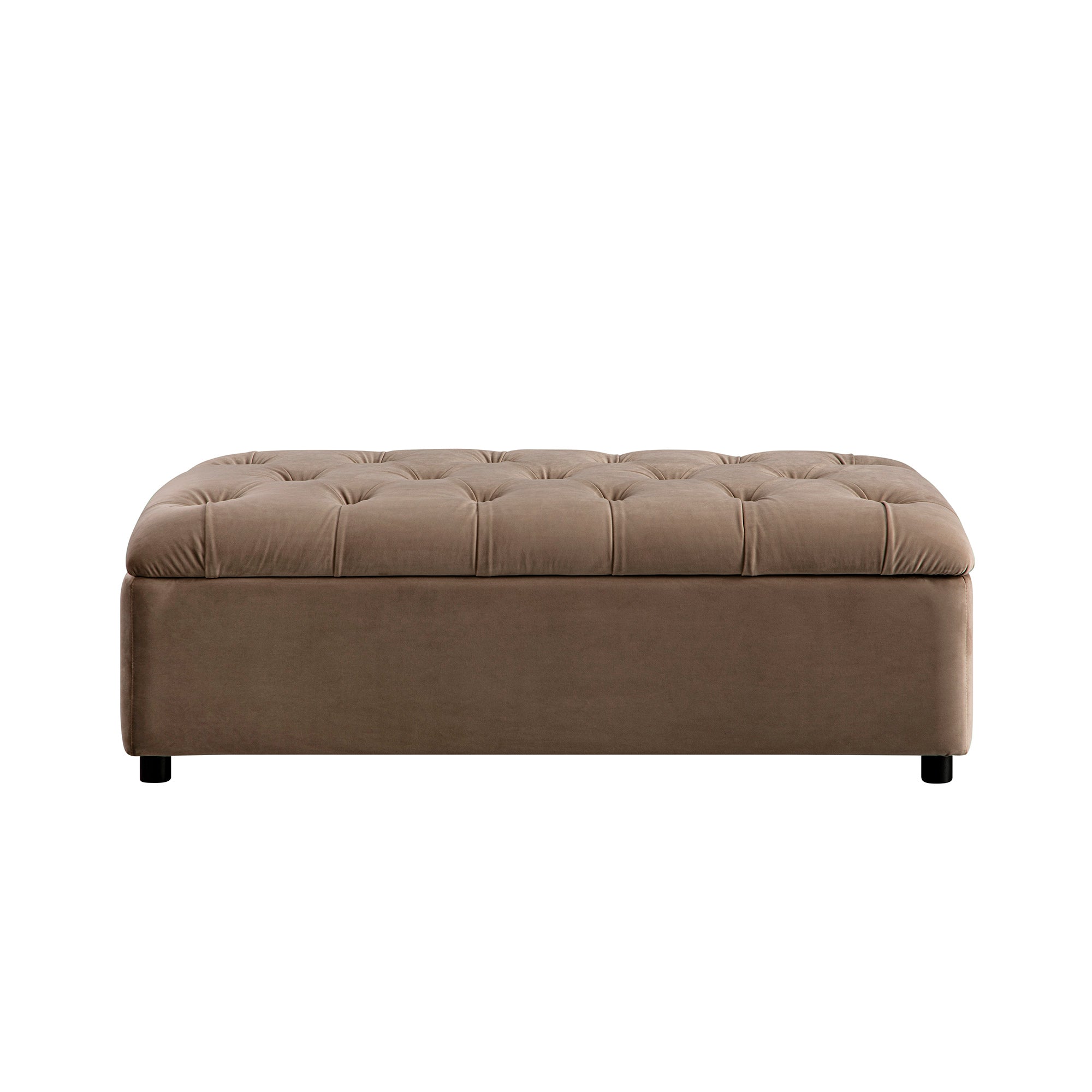 Portland Full size Buttoned Fold-Out Bed in Ottoman, Mink Velvet