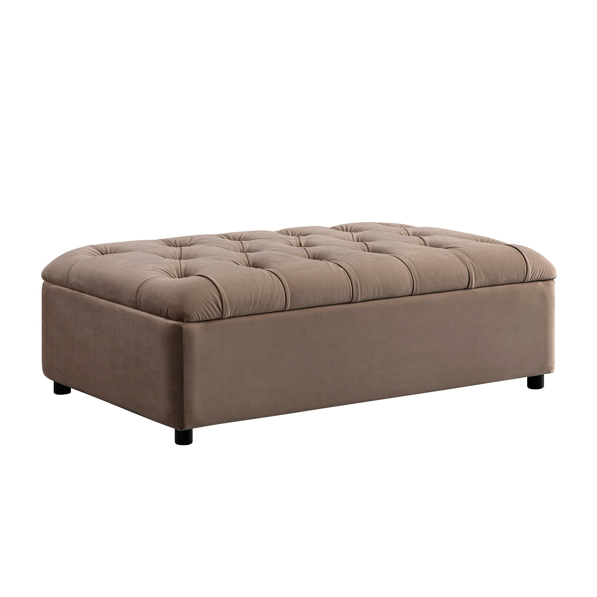 Portland Full size Buttoned Fold-Out Bed in Ottoman, Mink Velvet