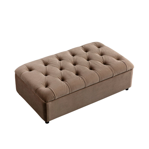 Portland Full size Buttoned Fold-Out Bed in Ottoman, Mink Velvet