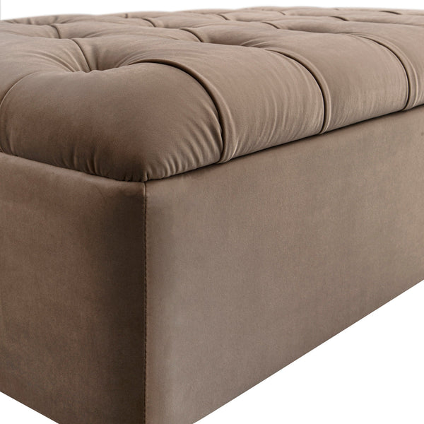 Portland Full size Buttoned Fold-Out Bed in Ottoman, Mink Velvet