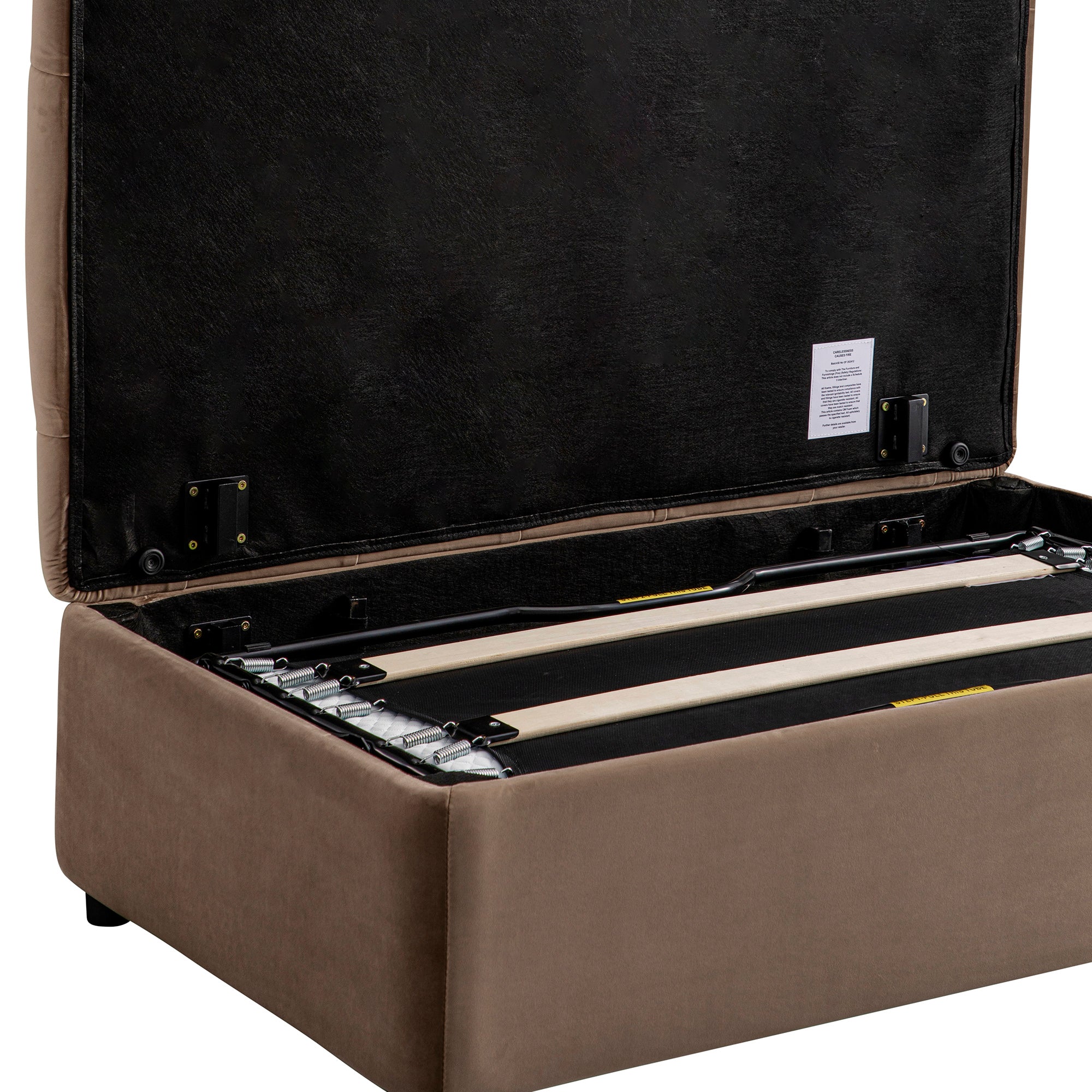 Portland Full size Buttoned Fold-Out Bed in Ottoman, Mink Velvet