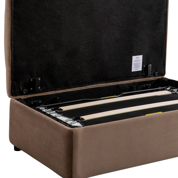 Portland Full size Buttoned Fold-Out Bed in Ottoman, Mink Velvet