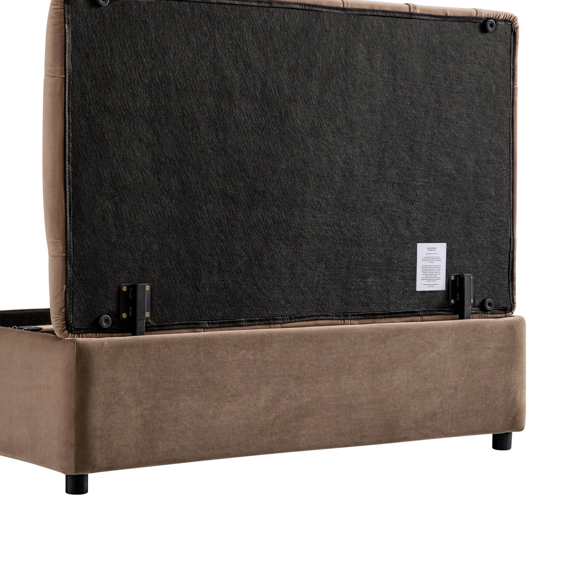 Portland Full size Buttoned Fold-Out Bed in Ottoman, Mink Velvet