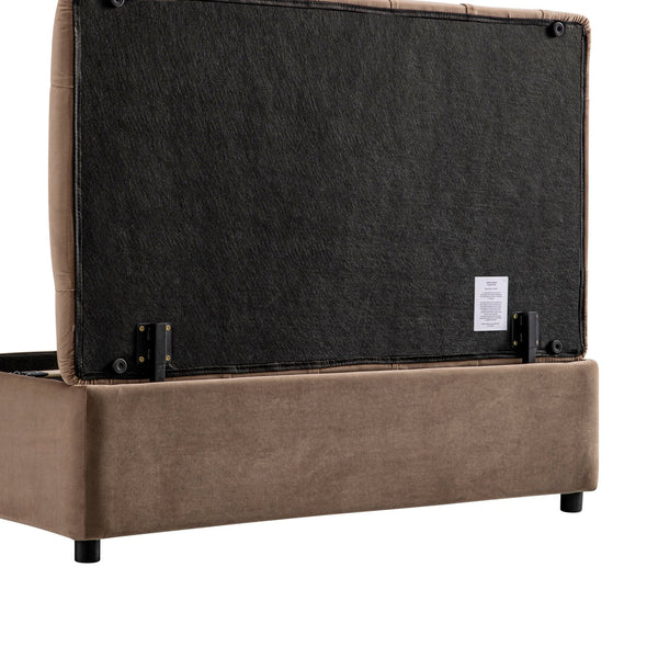 Portland Full size Buttoned Fold-Out Bed in Ottoman, Mink Velvet