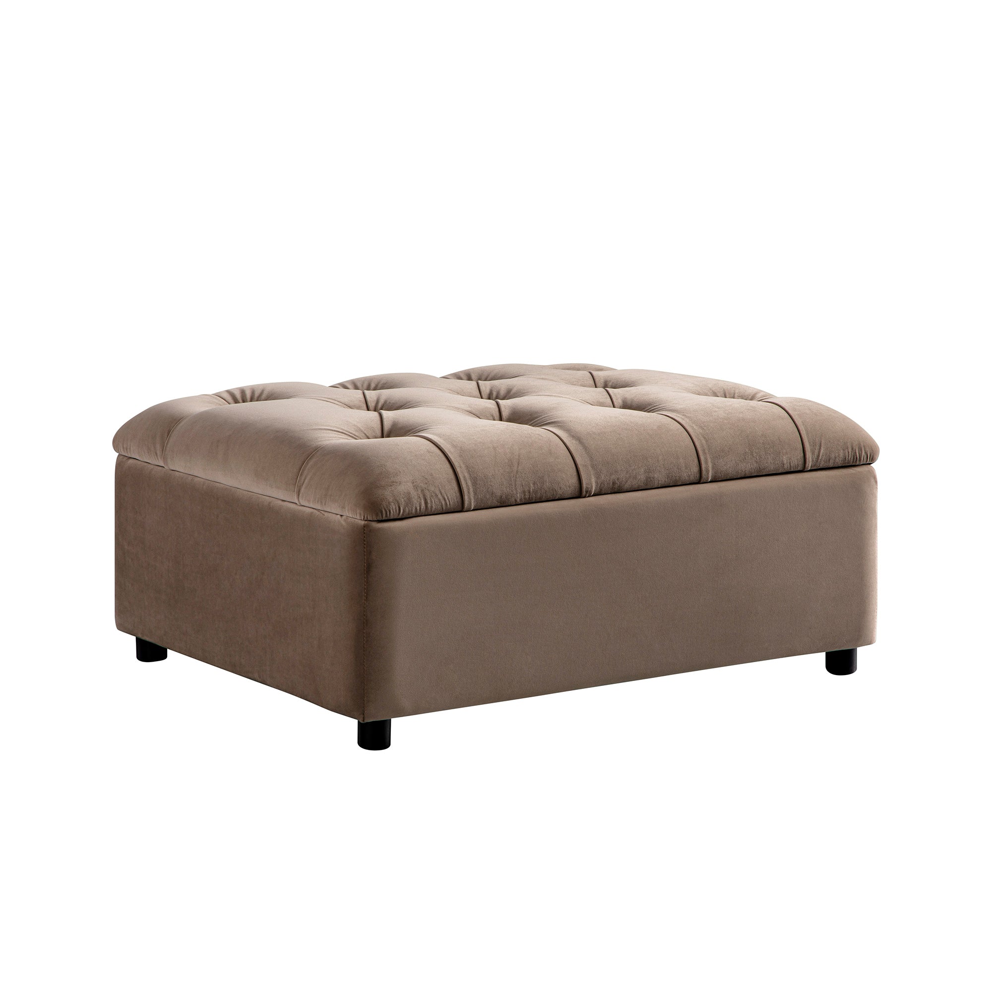 Portland Twin Buttoned Fold-Out Bed in Ottoman, Mink Velvet